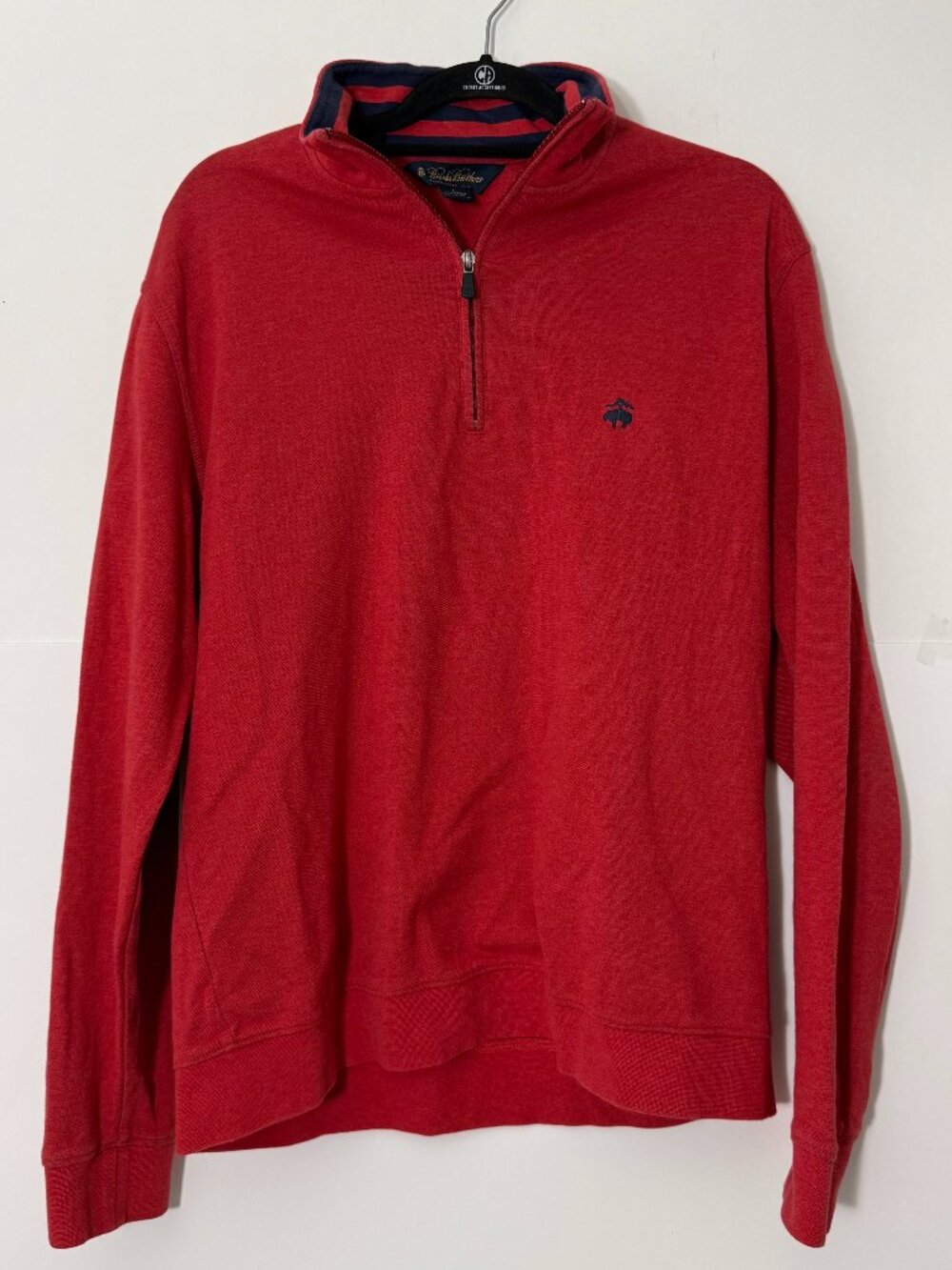 Brooks Brothers Quarter Zip Pullover Mens Large Red Cotton Sweater